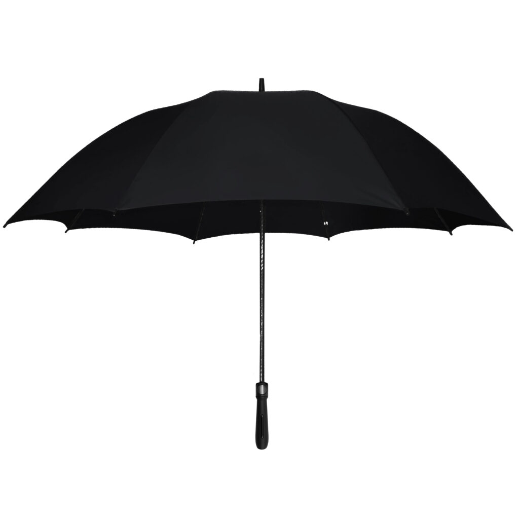 Guarda-chuva de portaria personalizado FL017 preto aberto, com haste longa