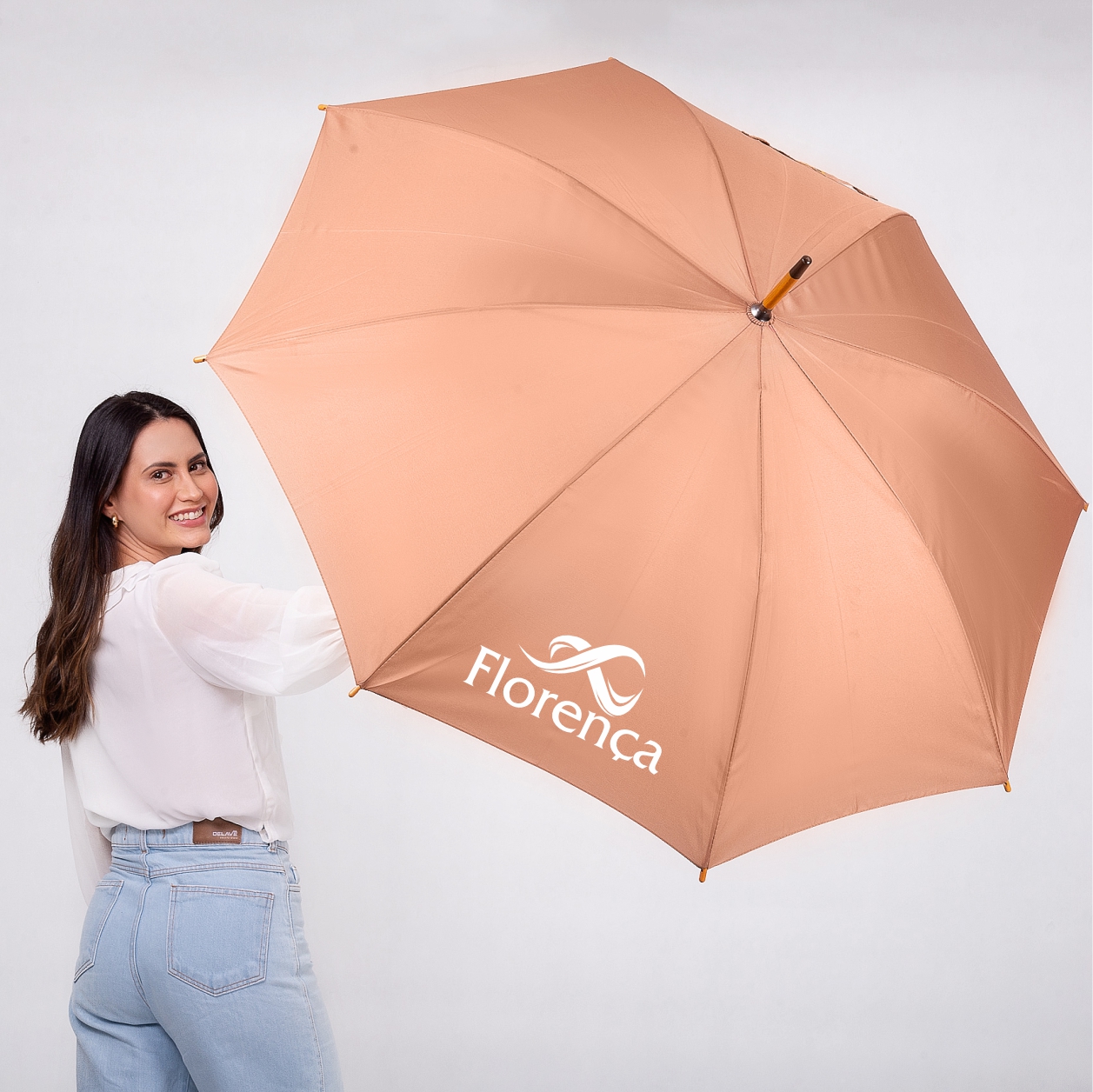 guarda chuva personalizado bege